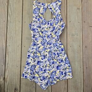 BCBGeneration Blue, Yellow, White Floral Romper, Size 0